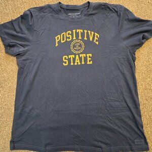 Life is Good Men's Positive State Short Sleeve Crusher Tee in darkest blue.